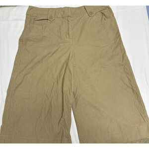 New York & Company Cropped Wide Leg Corduroy Pants Tan Women Size 10 Casual Work